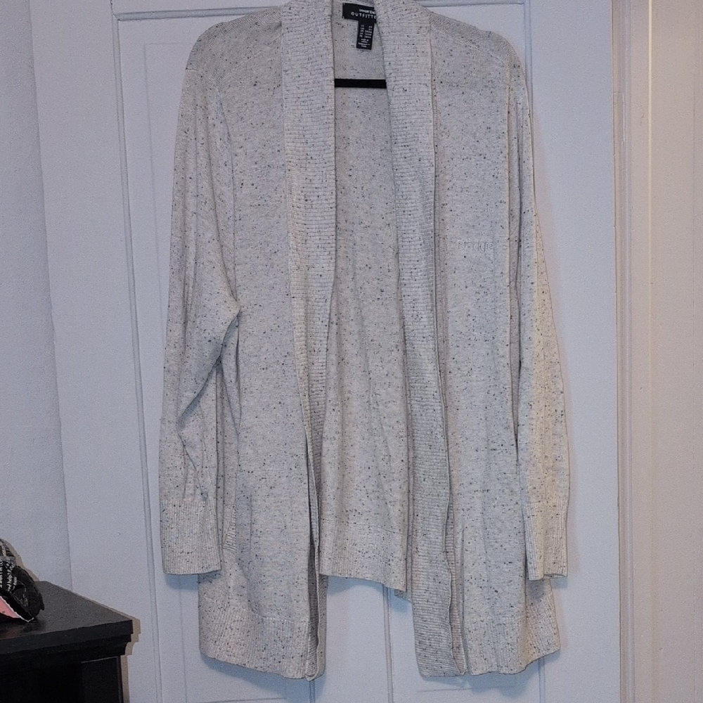 Lands' End Cream Cardigan Sweater Lightweight Knit